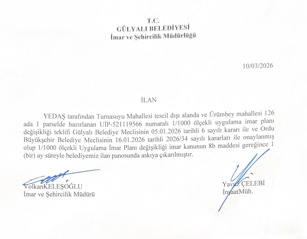 1/1000 Ölçekli Uygulamalı Plan Tadiladı